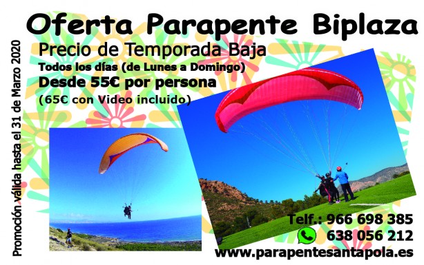 Oferta Parapente Tandem Invierno 2020